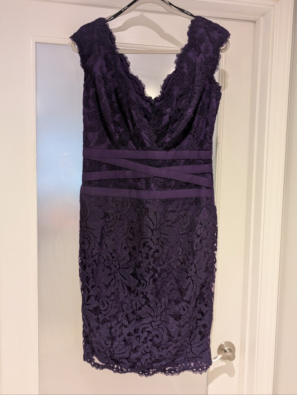 Tadashi Shoji Embroidered Floral Lace Purple Dress
